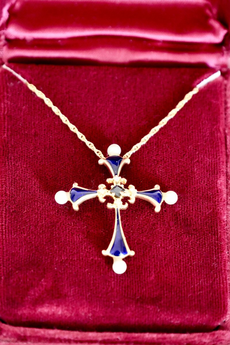 Fabergé Jewel - Gold, Enamel And Stone Cross-photo-2