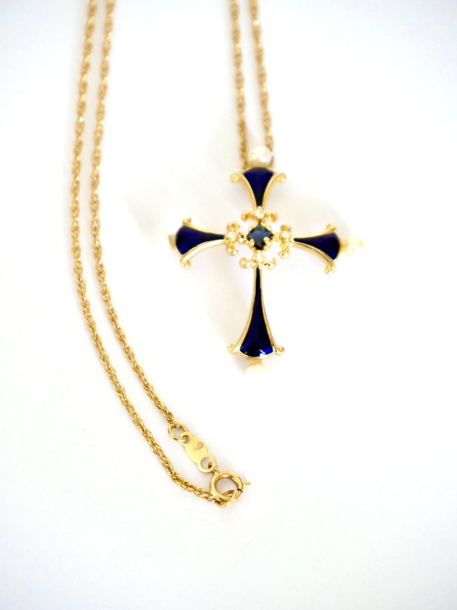 Fabergé Jewel - Gold, Enamel And Stone Cross-photo-4