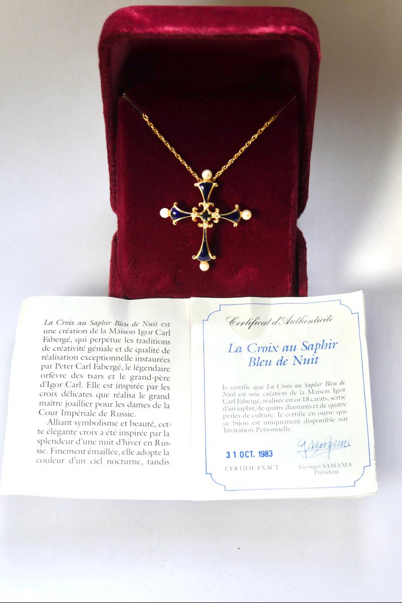 Bijou Fabergé - Croix en or, émail et pierres-photo-4