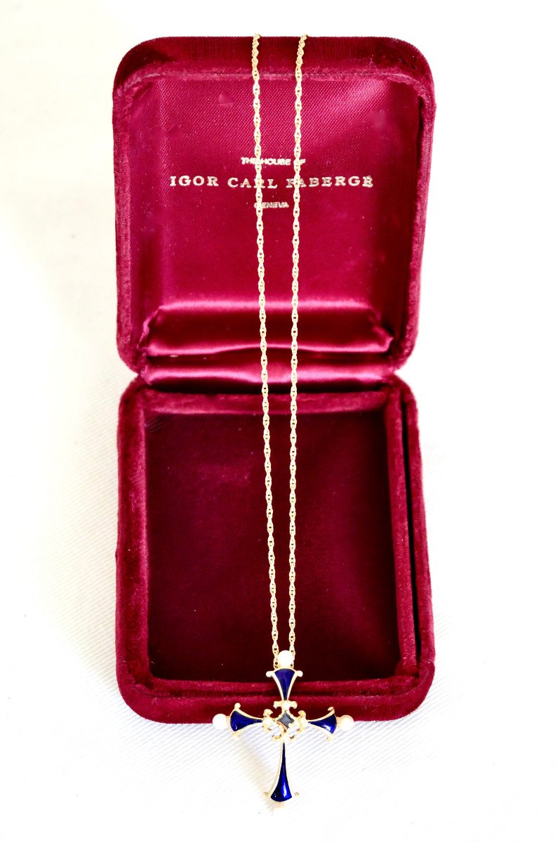 Fabergé Jewel - Gold, Enamel And Stone Cross