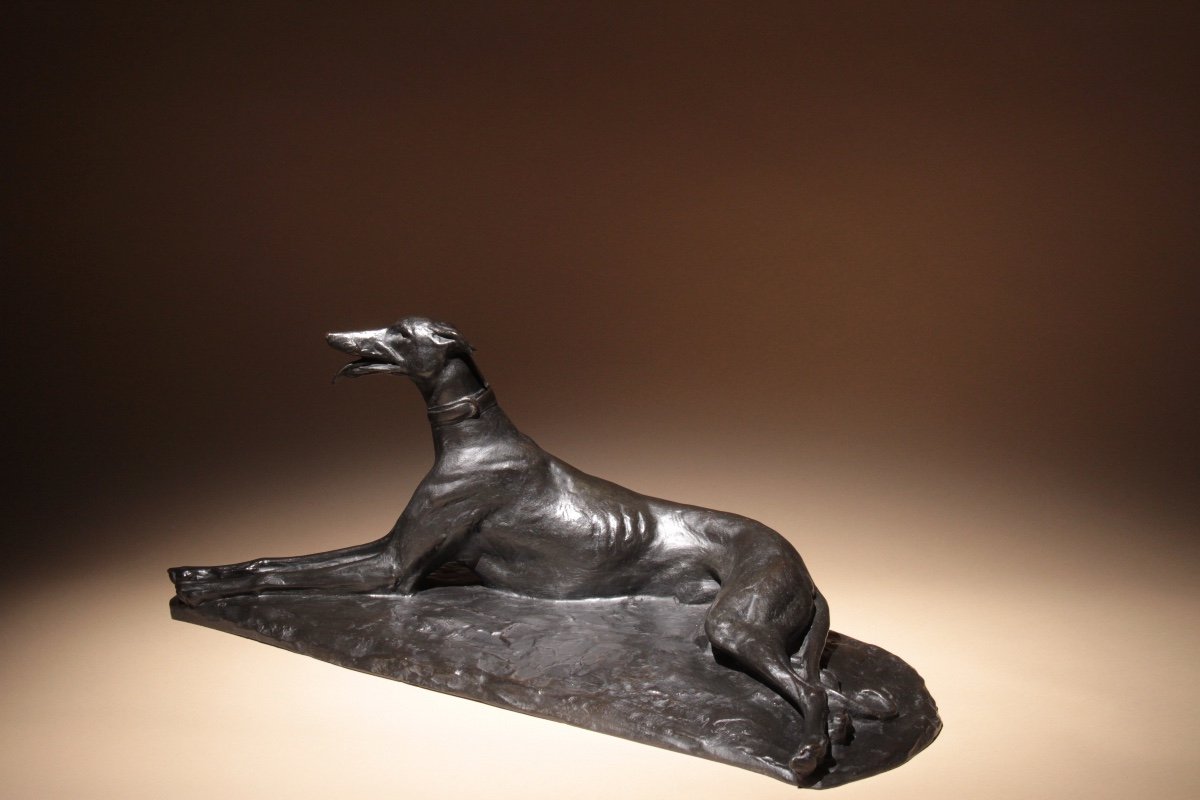 Lying Greyhound - Maximilien Fiot - Animal Bronze - Dog-photo-3