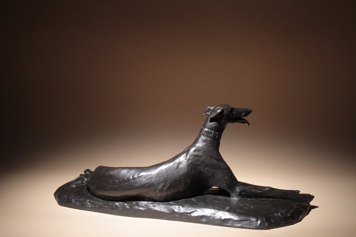Lying Greyhound - Maximilien Fiot - Animal Bronze - Dog-photo-5