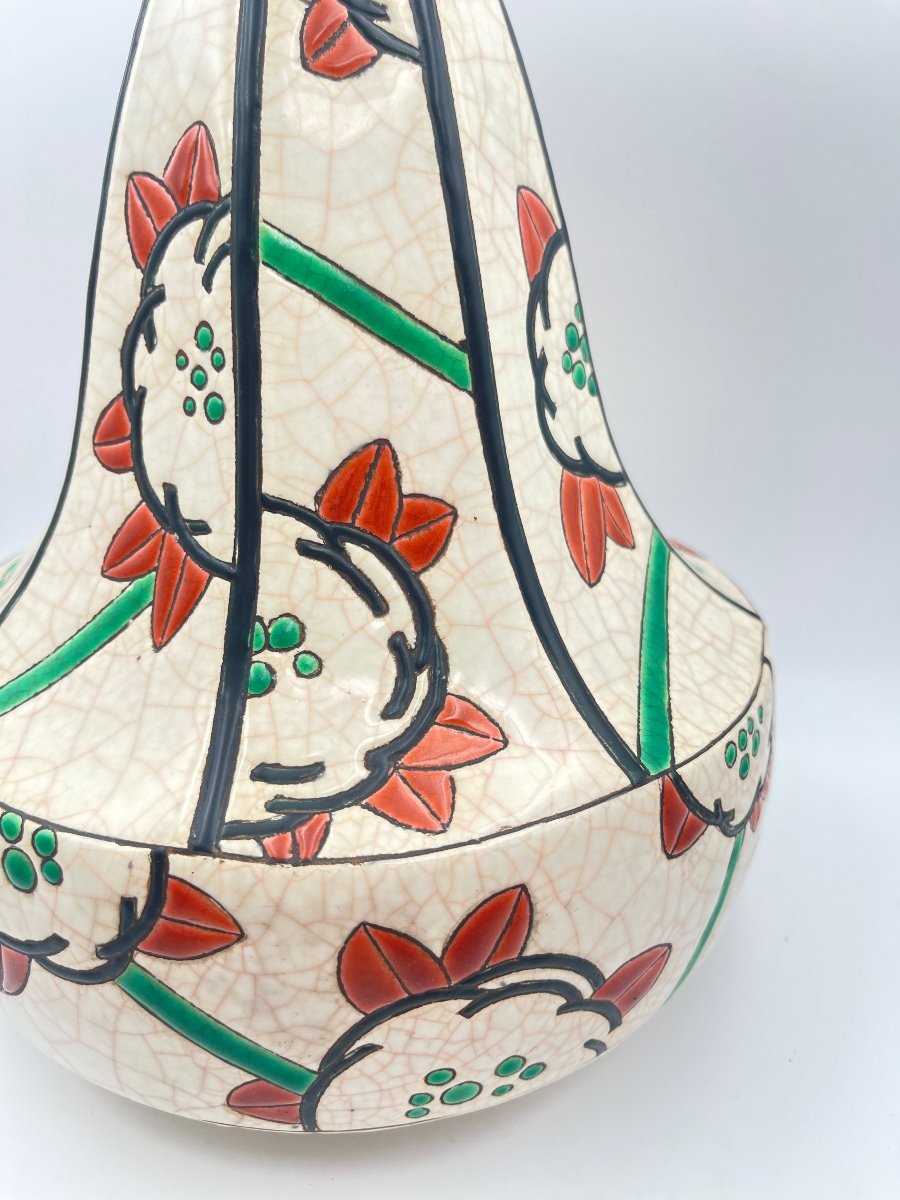 Vase Toupie émaux De Longwy Art Déco-photo-1