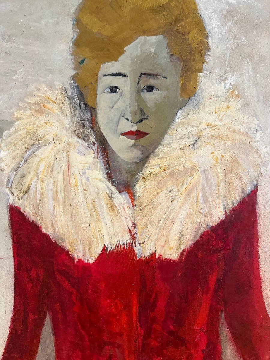 Portrait De Jeanne-Aline Quiquandon Le Manteau Rouge Par Michel Bepoix -photo-2