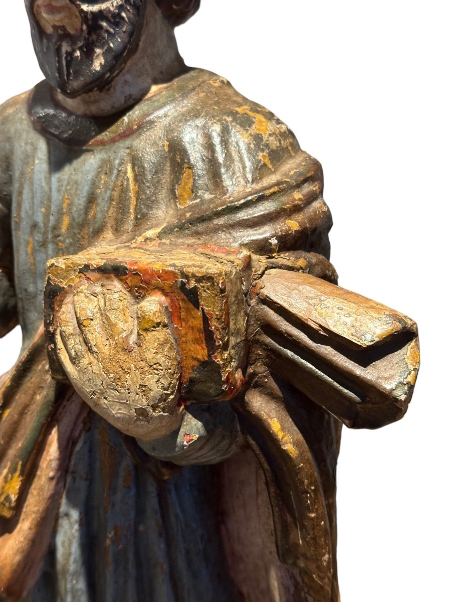 Saint Pierre & Statue En Bois Polychrome XVIII-photo-3