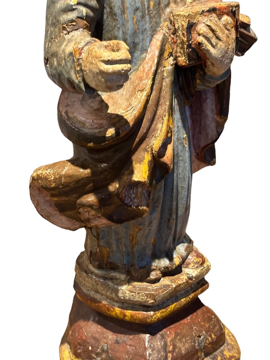 Saint Pierre & Statue En Bois Polychrome XVIII-photo-1