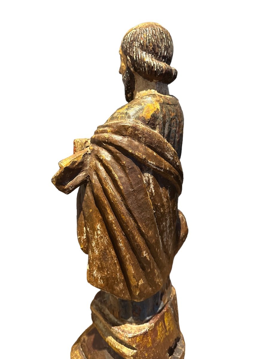 Saint Pierre & Statue En Bois Polychrome XVIII-photo-7