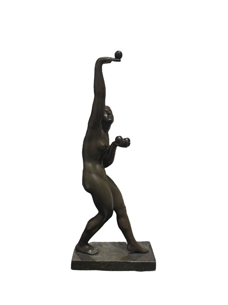 Georges Chauvel (1886-1962) Bronze Femme Nue Jonglant  -photo-2