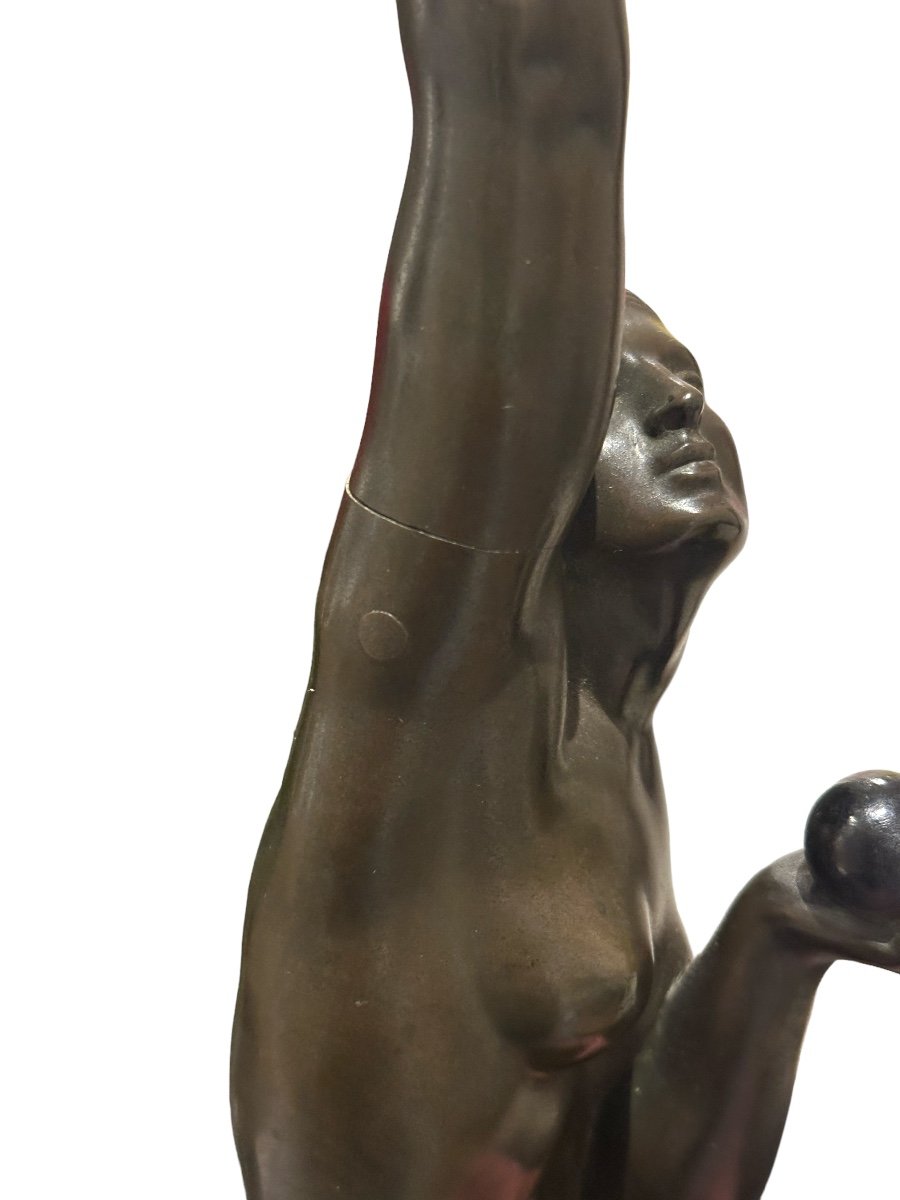 Georges Chauvel (1886-1962) Bronze Femme Nue Jonglant  -photo-3