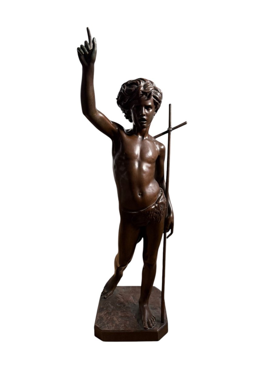 Bronze Saint Jean Baptiste - Paul Dubois - Barbadienne - XIX