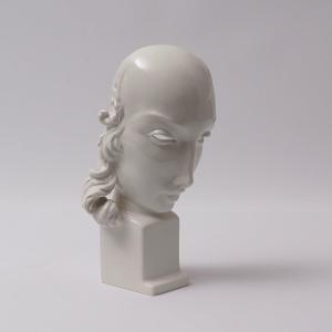 White Porcelain Mask From Kpm (berlin), Signed Hubatsch