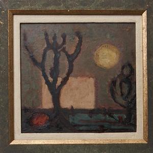 "tree At Night" Oil On Panel By Robert Helman (1910-1990)