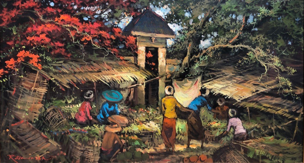 Joseph RAMAMANKAMONGJY RAMANAKAMONJY 1898-1984) Peintre Malgache - La récolte