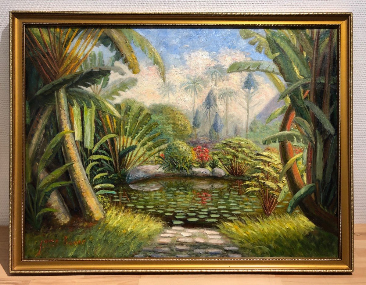 Martinique? Caribbean? Painting Signed Bauer? To Identify Exotic Landscape-photo-2