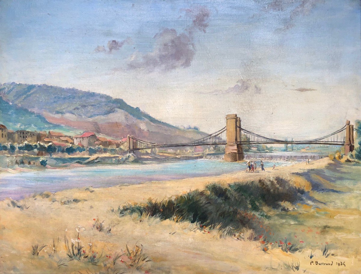 Pierre Philippe Bertrand (1884-1975) 1934 Animated Bridge South Of France To Identify-photo-2