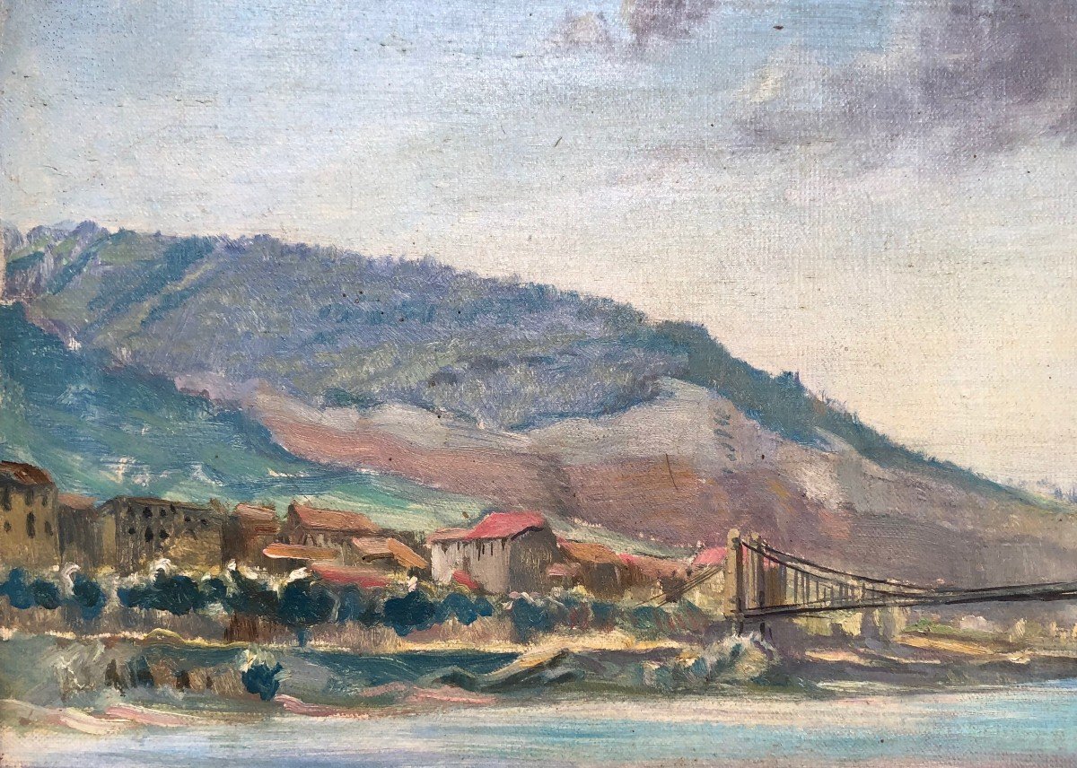 Pierre Philippe Bertrand (1884-1975) 1934 Animated Bridge South Of France To Identify-photo-1