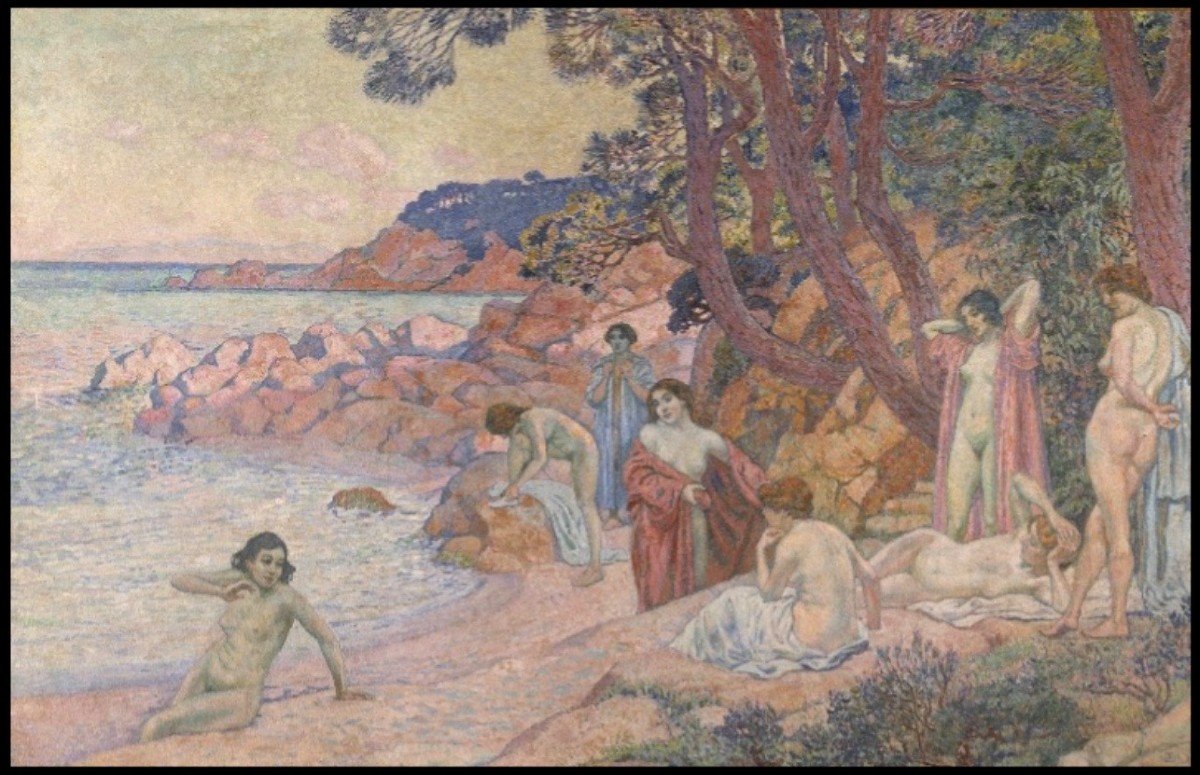 Théo VAN RYSSELBERGHE (1862-1926) étude pour Baigneuses au Cap Bénat ?-photo-8