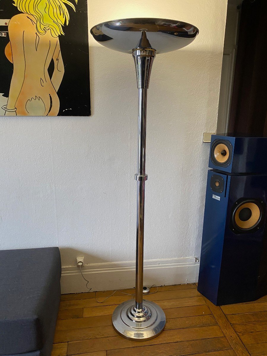 Art Deco Floor Lamp 1930 Chrome Metal