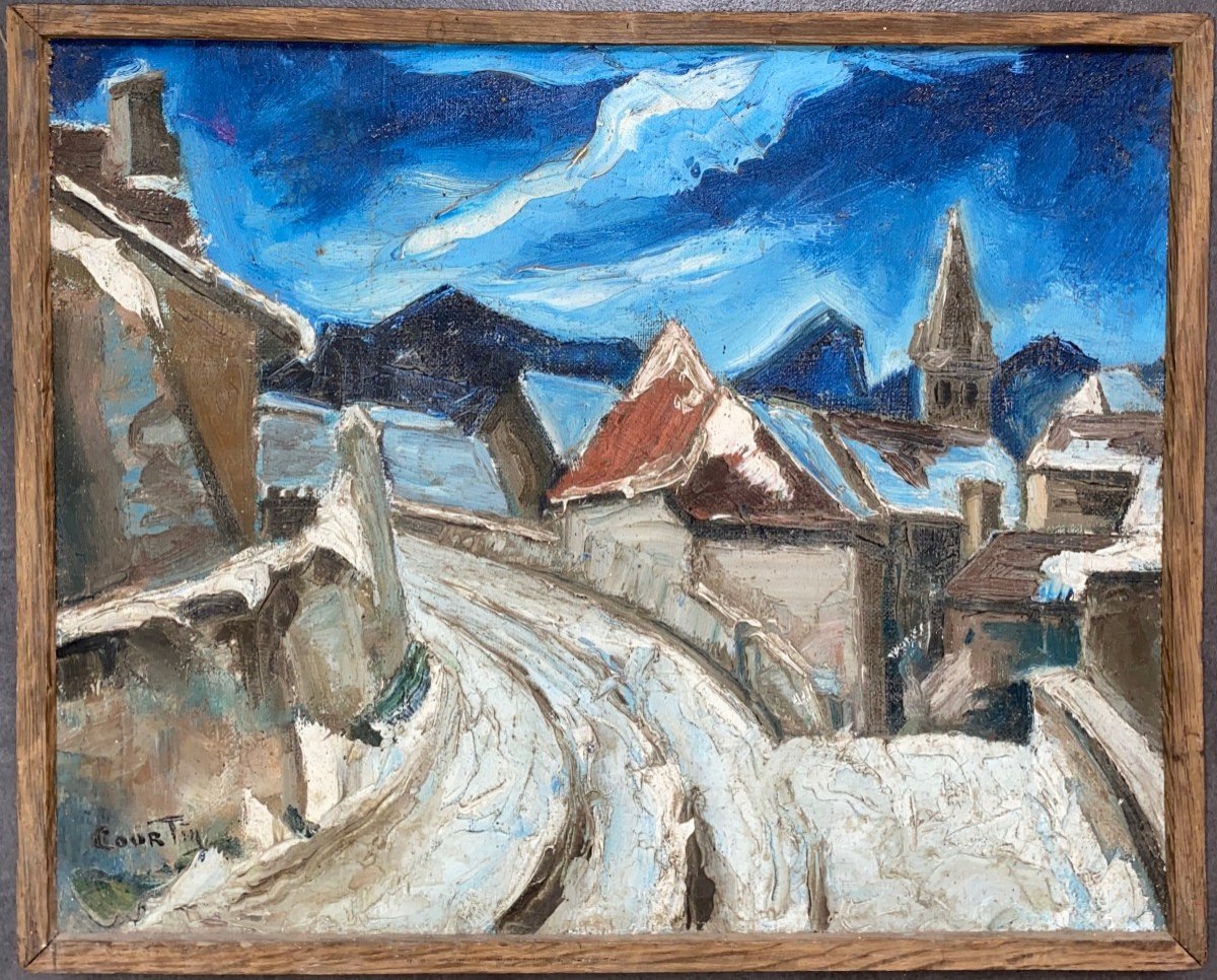 émile Courtin (1923-1997) Village At Night