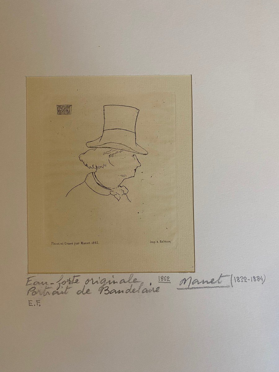 Edouard Manet (1832-1883) Portrait Of Charles Baudelaire In Profile In A Hat, 1862-photo-3