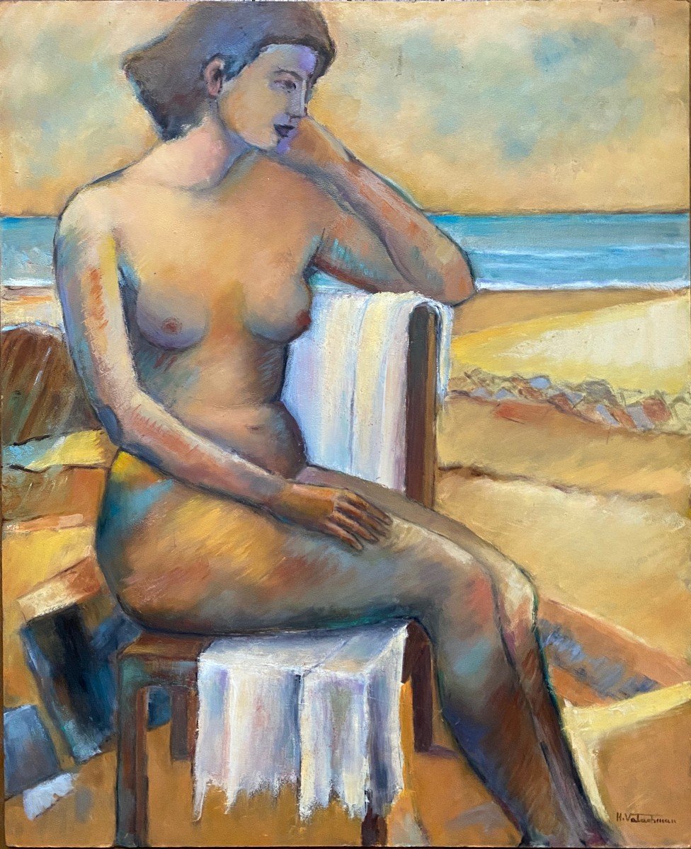 Henri VALACHMAN (1925-2020) Nu sur la plage Fauve