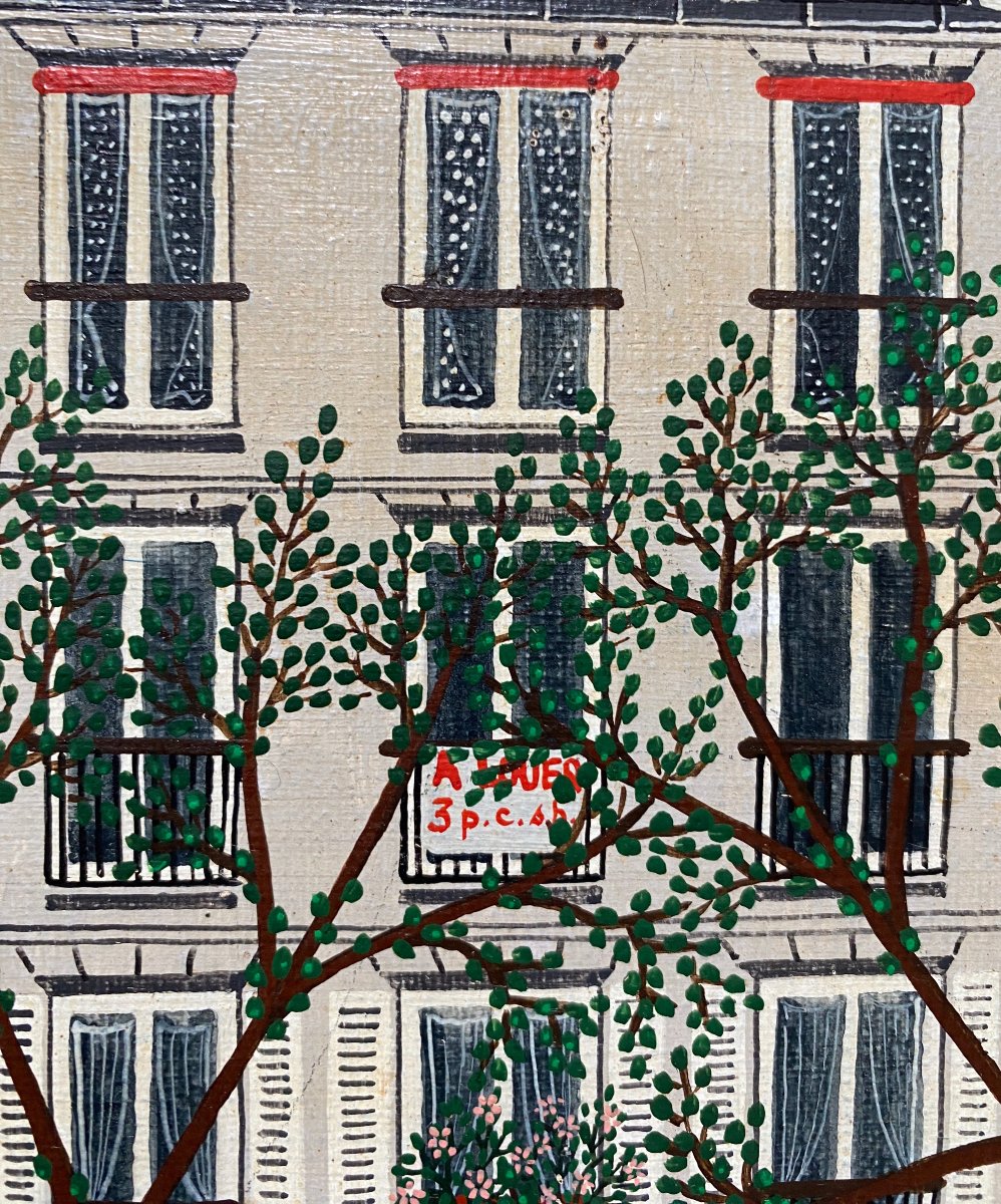 Naive Art Anne-marie Sabatier (1947) Parisian Square The Firefighters Save The Cat-photo-5