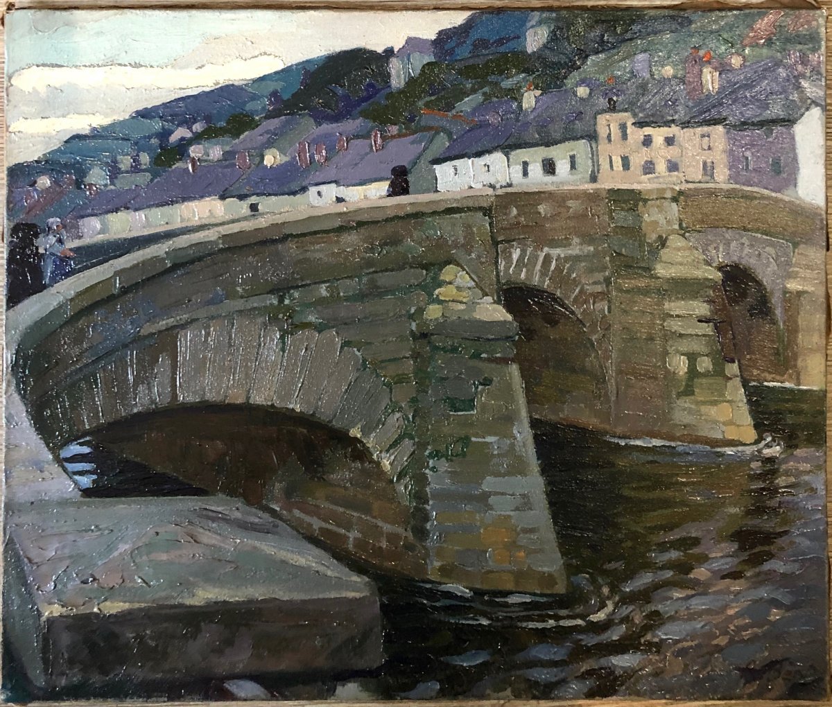 Robert BÉAT 1903-1990 Pays Basque pont et village à identifier-photo-2