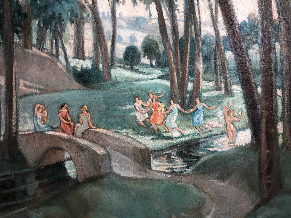 Charles Philippe PERROT 1893-1964 Bacchanale autour du pont-photo-4