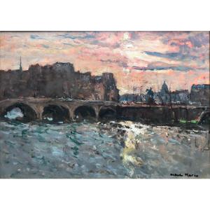 Claude Marin (1914-2001) Paris The Pont-neuf In The Morning Impressionism