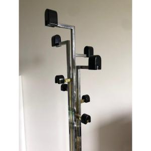 Asymmetrical Coat Rack 1970 Chrome And Gold Square Section