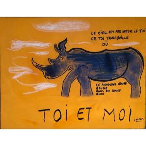 Jean Edern HALLIER (1936-1997) Le rhinocéros rouge Toi et Moi