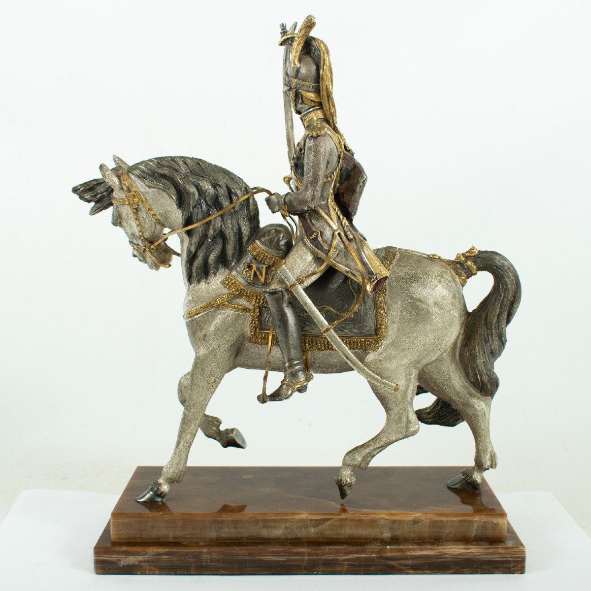 Sculpture En Bronze "cuirassier Impérial Français 1804" Milieu Du XIXe Siècle-photo-3