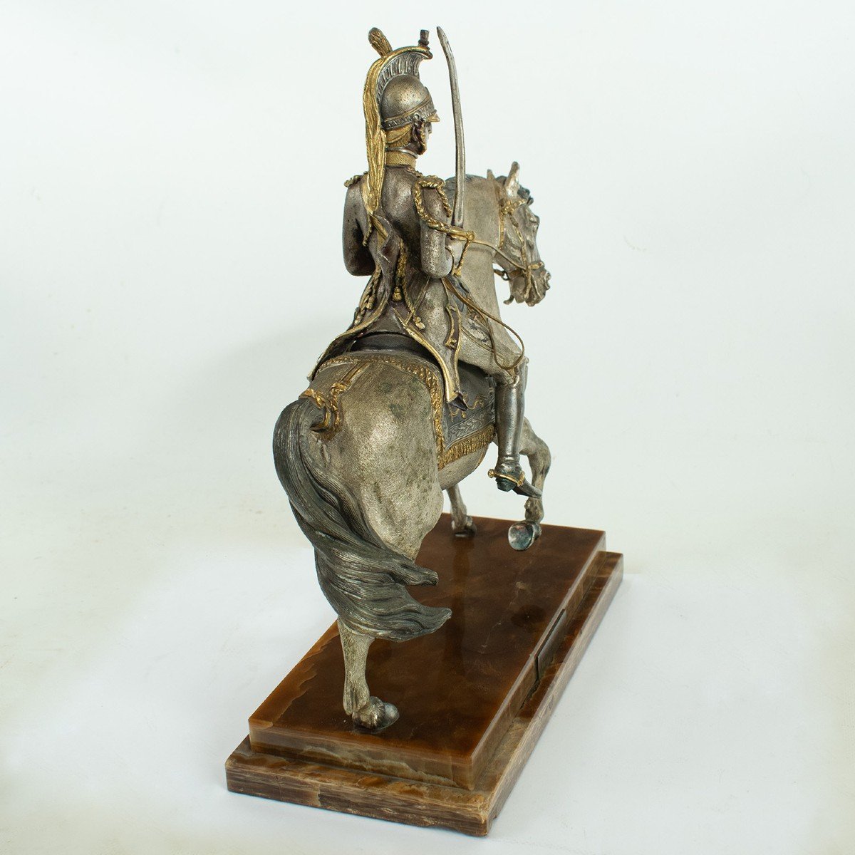 Sculpture En Bronze "cuirassier Impérial Français 1804" Milieu Du XIXe Siècle-photo-3