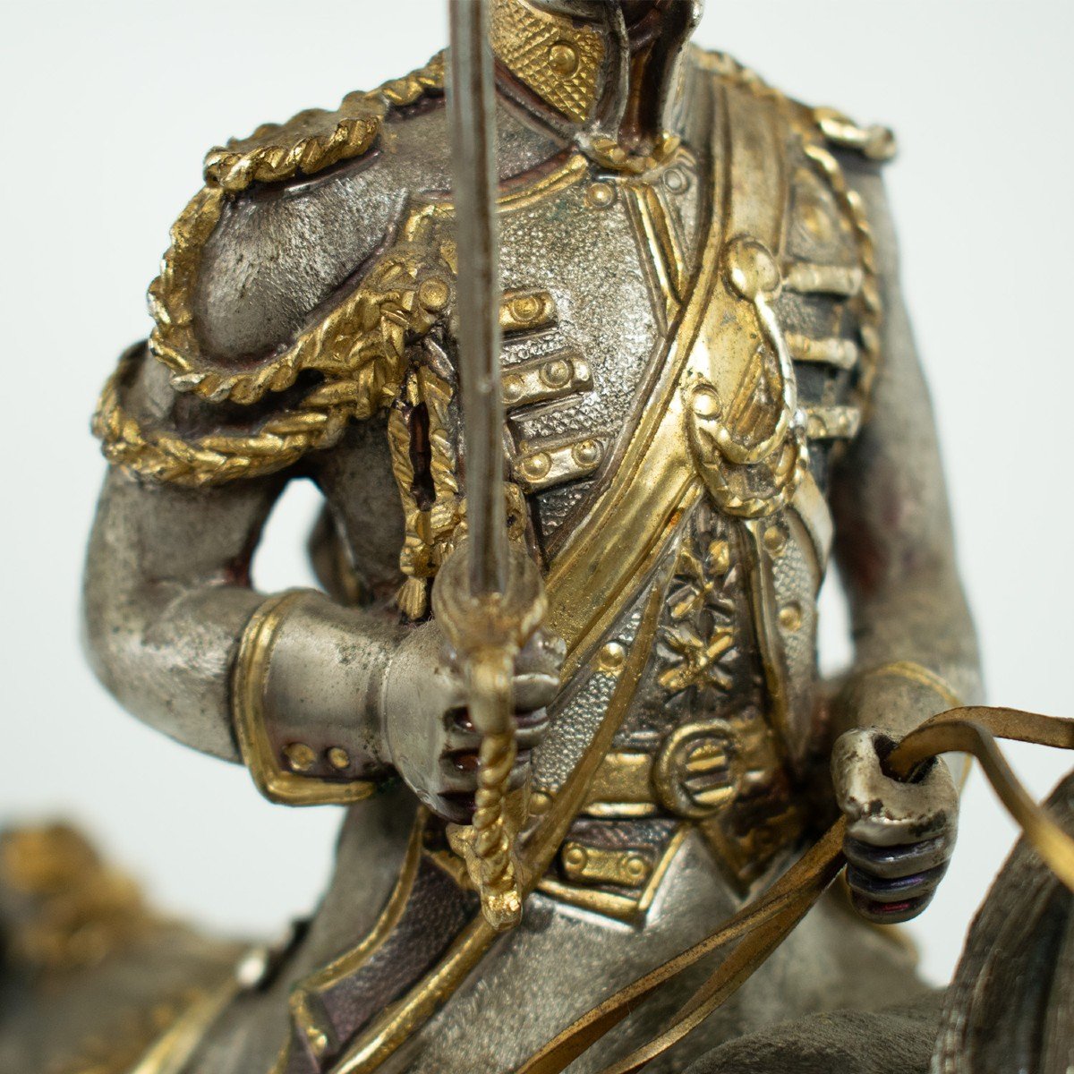 Sculpture En Bronze "cuirassier Impérial Français 1804" Milieu Du XIXe Siècle-photo-5