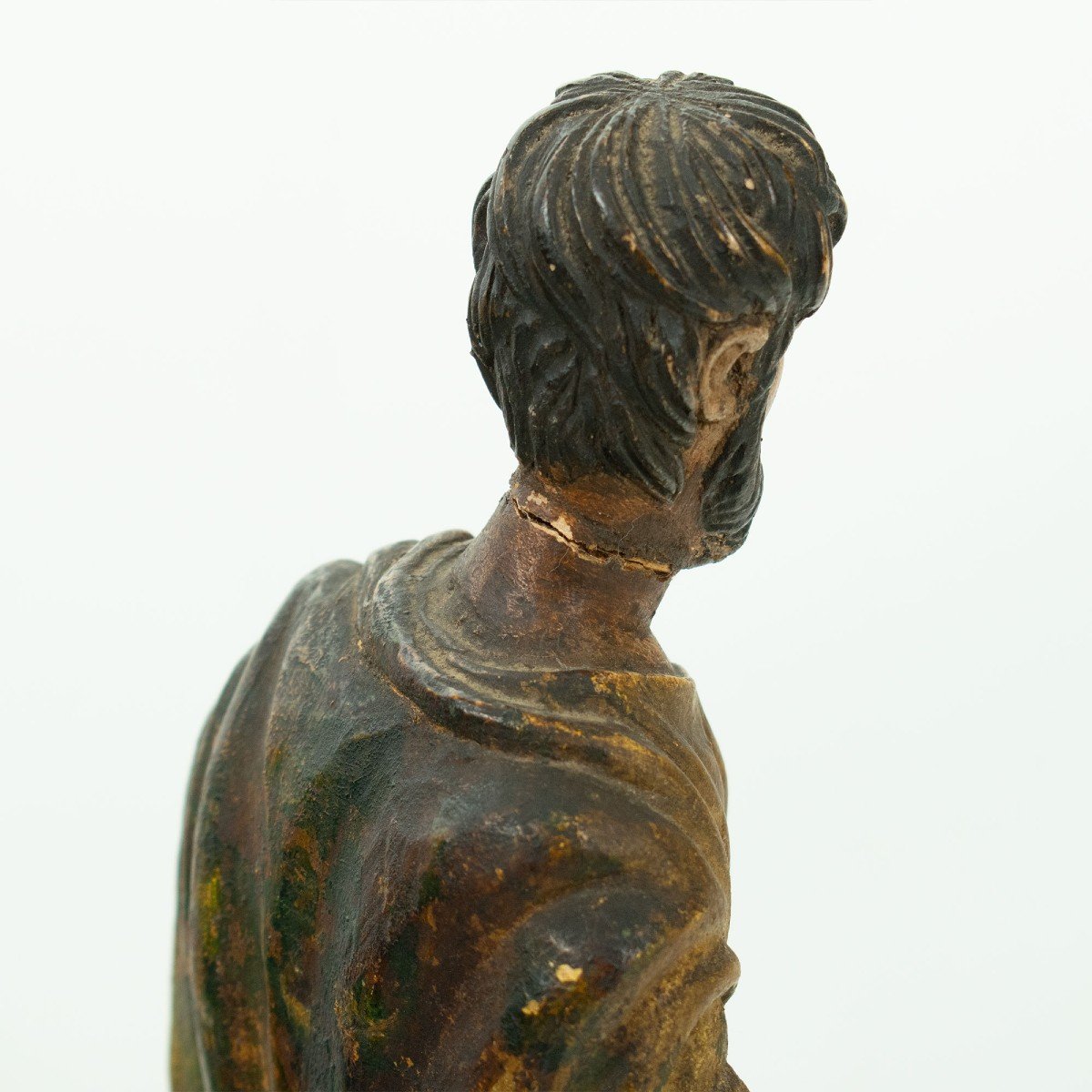 Saint Paul : Statuette En Bois Sculpté Et Doré Polychrome, Fin Du XVIIIe Siècle-photo-4