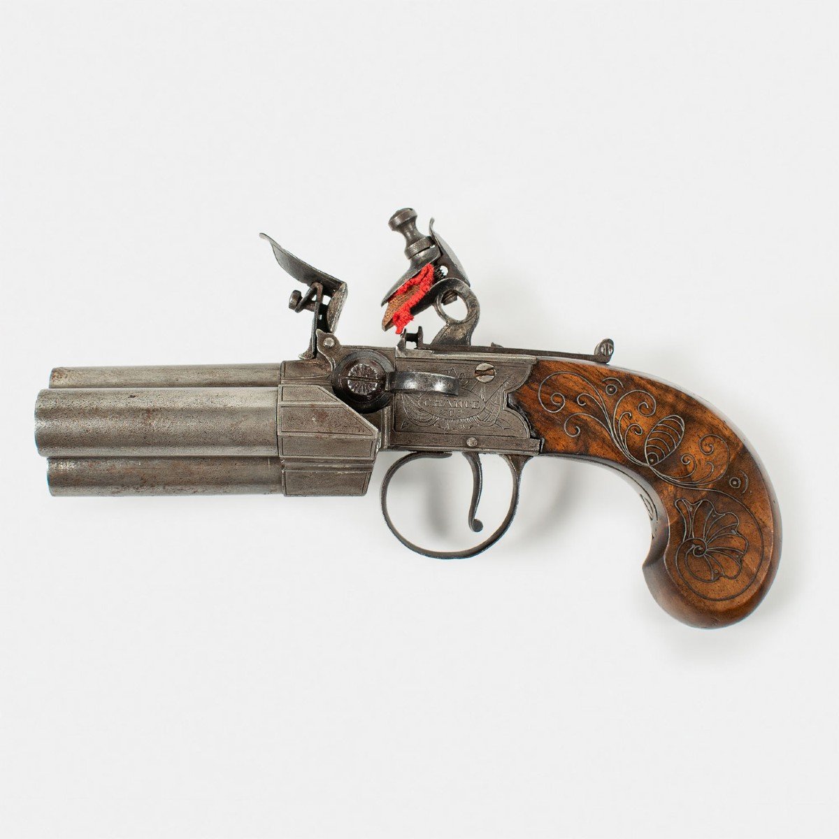 PISTOLET DE VOYAGE ANGLAIS DE 4 CANONS - CHANCE & Co-photo-3