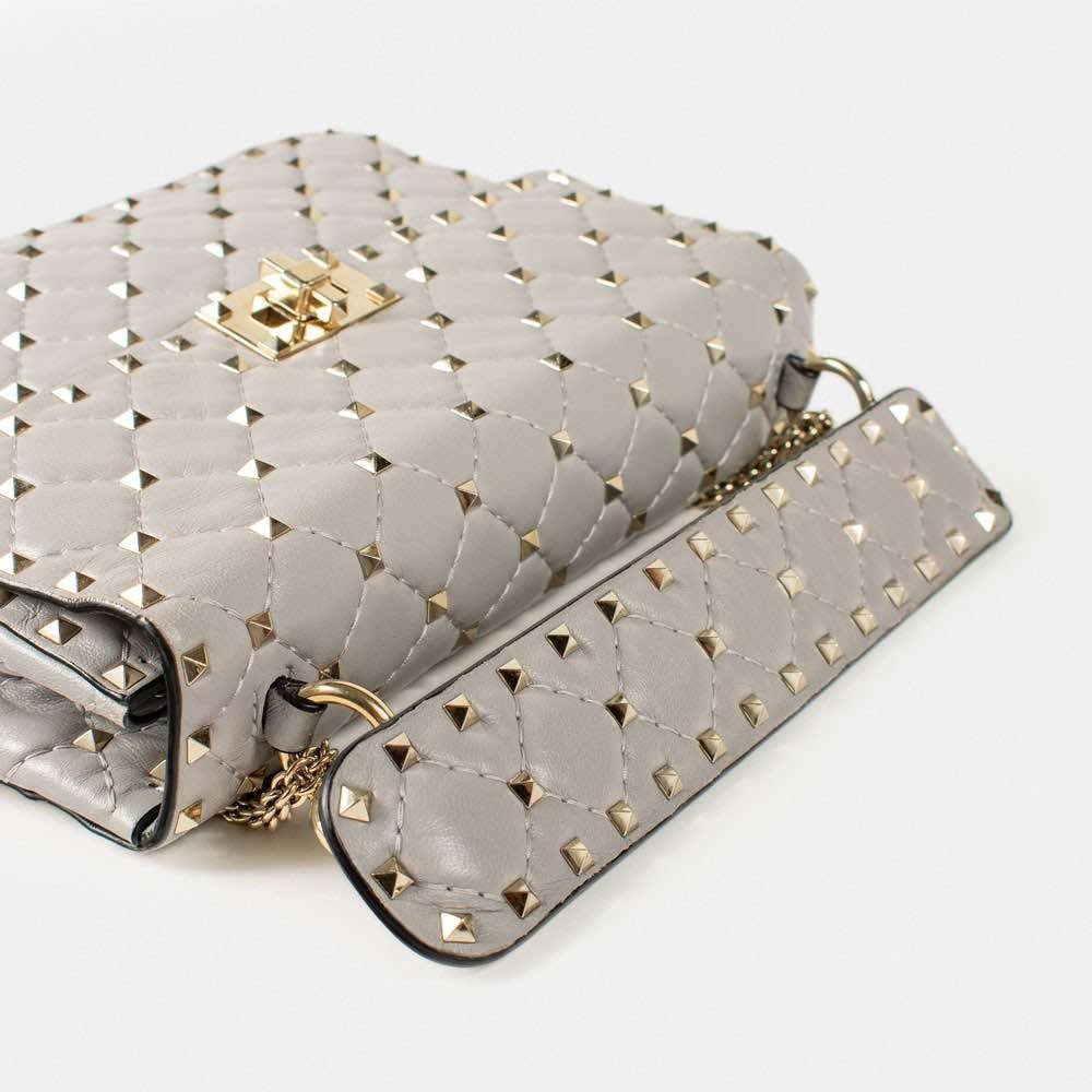 Sac Valentino Rockstud Spike en nappa gris clair-photo-3