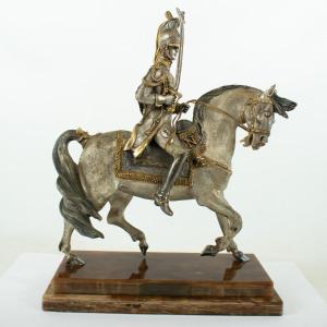 Bronze Sculpture "french Imperial Cuirassier 1804" Mid-19th Century