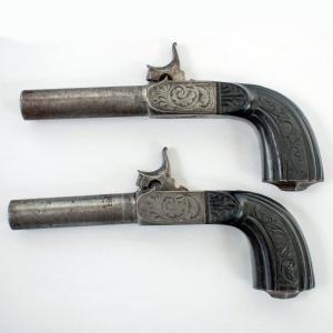 Pair Of Pocket Pistols With Forced Bullets In 12mm