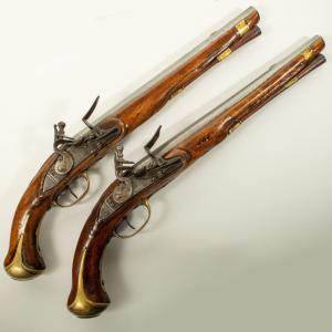 Rare Pair Of Regulation Cavalry Flintlock Pistols Model 1733