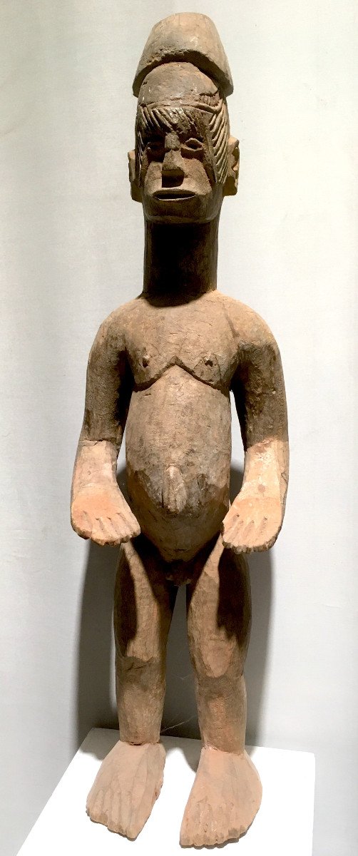 Iroko Wood Legendary Ancestor Statue. Ibo Or Igbo, Nigeria. Mid 20th Century.-photo-4