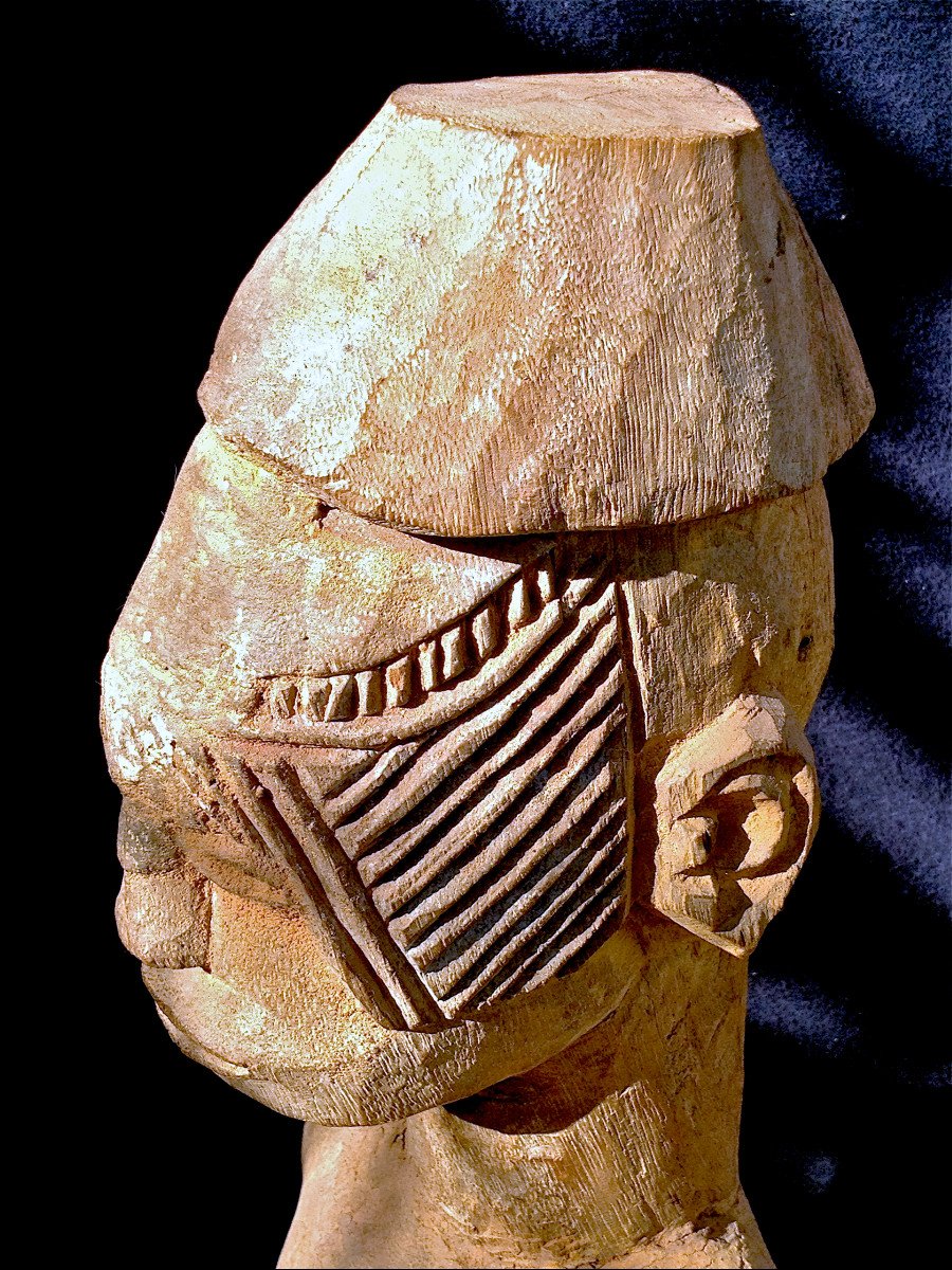 Statue d'Ancêtre Légendaire En Bois d'Iroko. Ibo Ou Igbo, Nigéria. Milieu XXe Siècle.-photo-5