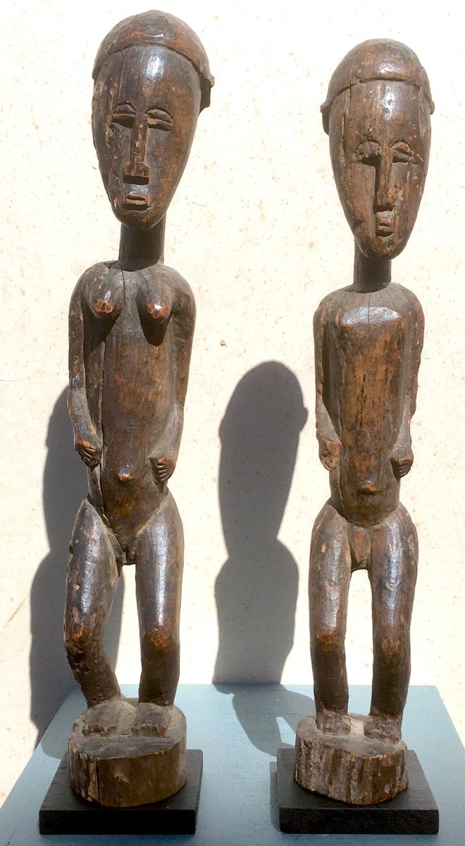 Anciennes Statues Blolo Bla Et Blolo Bian. Baoulé, Côte d'Ivoire XIXe Siècle.-photo-2