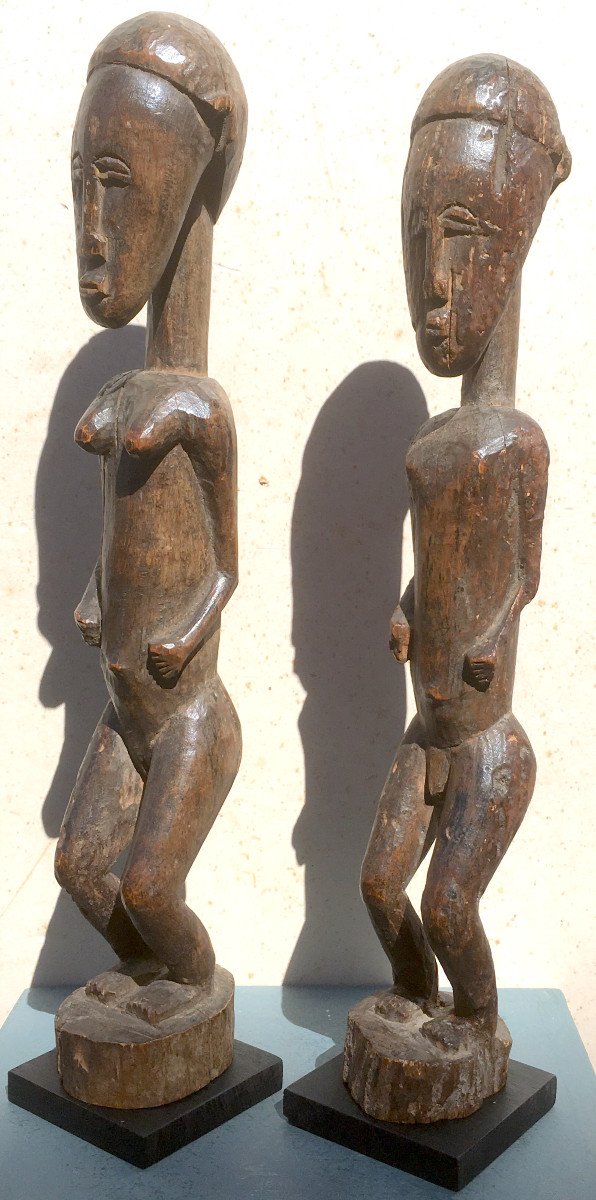 Anciennes Statues Blolo Bla Et Blolo Bian. Baoulé, Côte d'Ivoire XIXe Siècle.