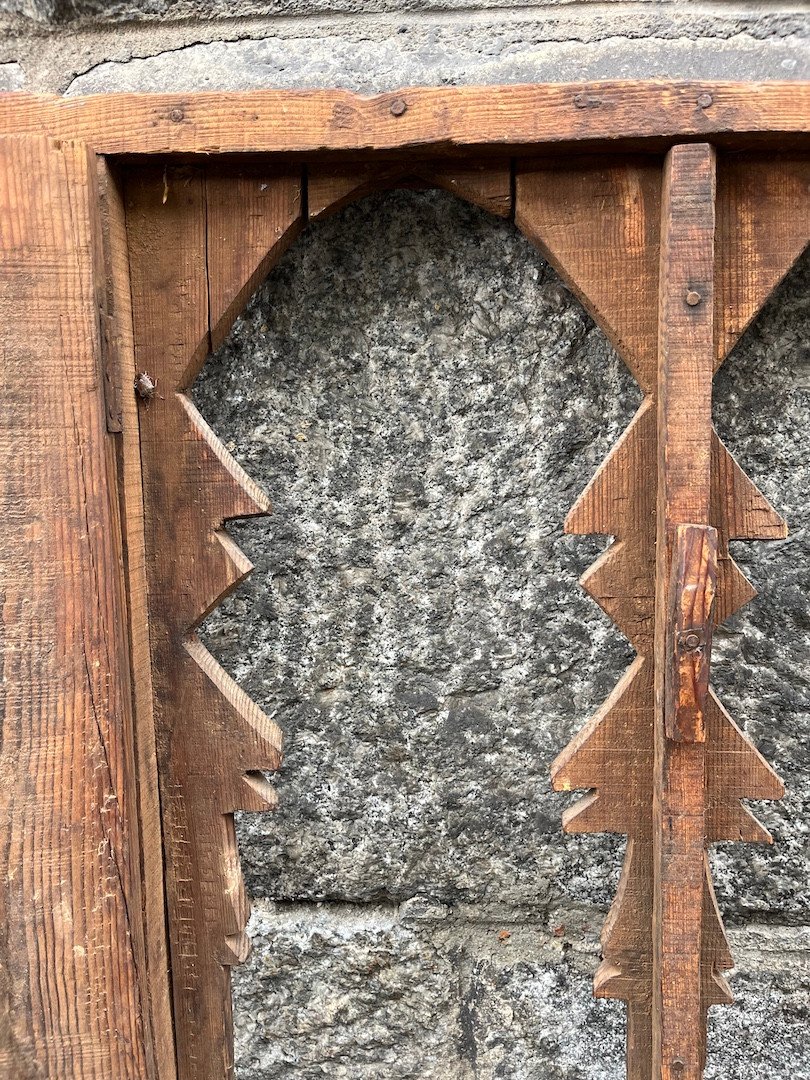 Small Atlas House Window With Cedar Shutters. Berber Culture, Morocco Early 20th Century. -photo-2