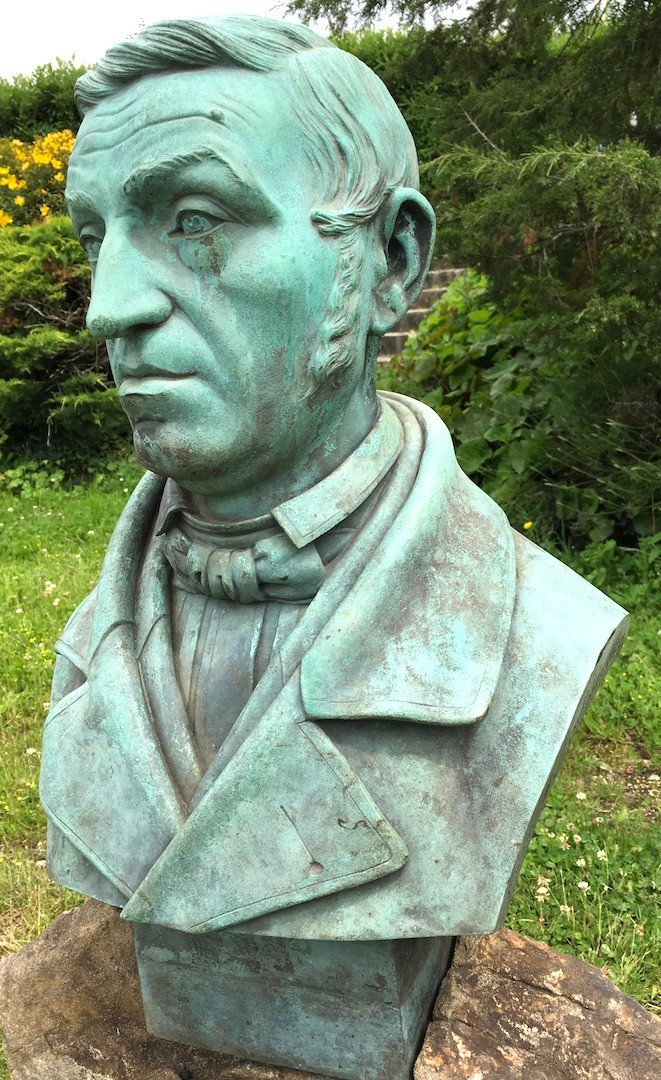 Bronze Bust With Green Patina On Stone Base. Léon Masselotte. France Mid-19th Century. -photo-3