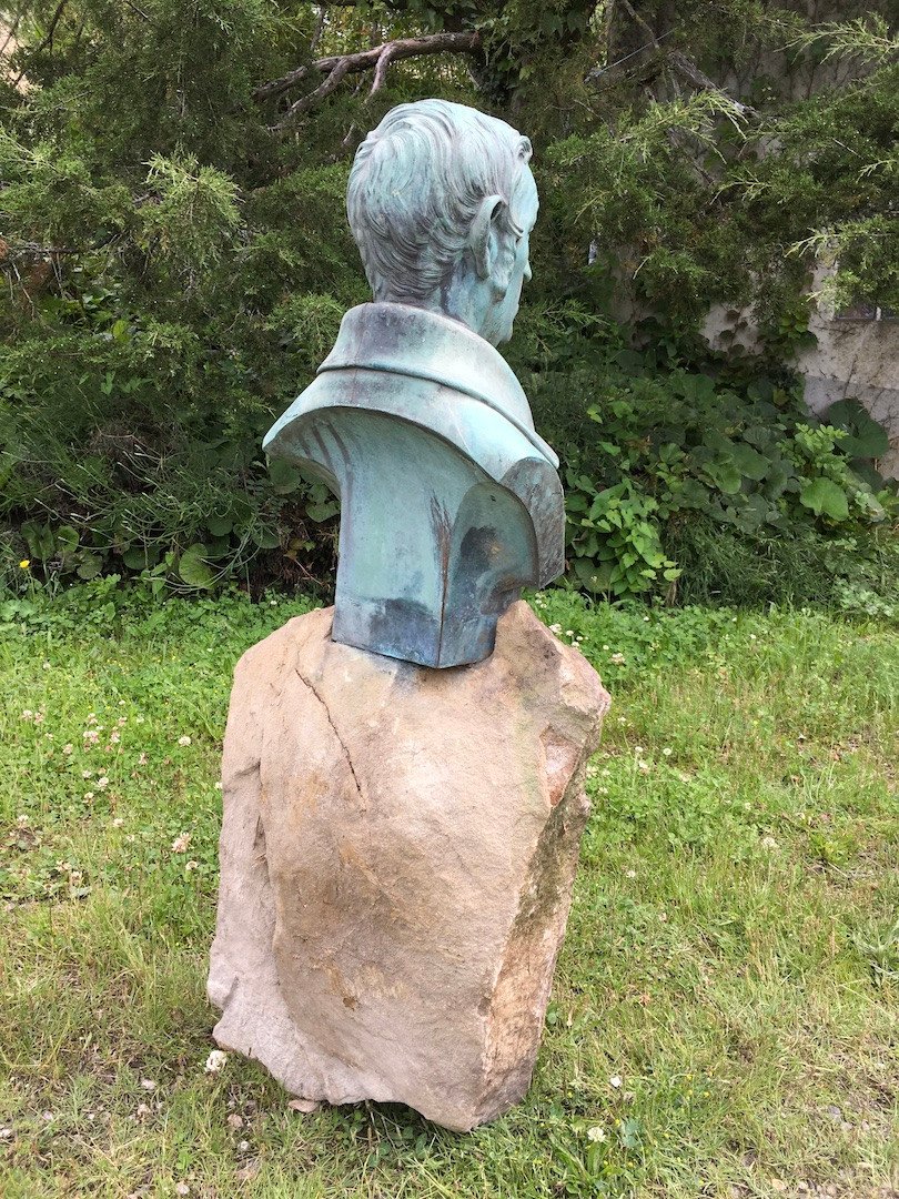 Buste Bronze A Patine Verte Sur Socle En Pierre. Léon Masselotte. France Milieu XIXe Siècle. -photo-1