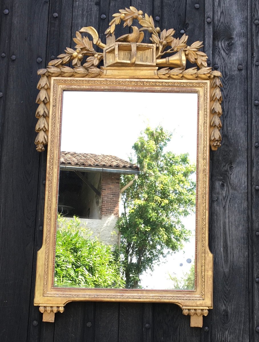 Louis XVI Period Gilded Wood Mirror, Old Mercury Mirror. Midi, France 18th Century. -photo-2