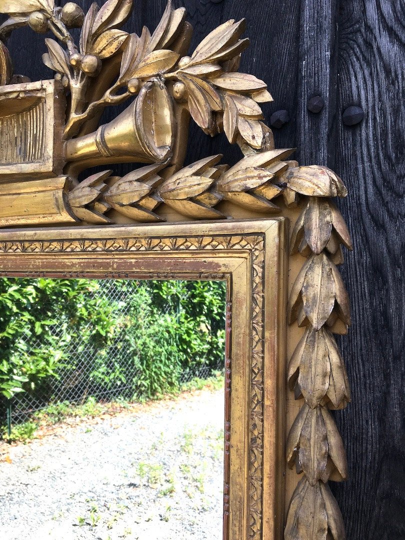 Louis XVI Period Gilded Wood Mirror, Old Mercury Mirror. Midi, France 18th Century. -photo-1