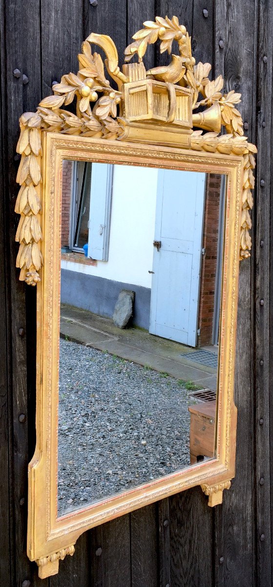 Louis XVI Period Gilded Wood Mirror, Old Mercury Mirror. Midi, France 18th Century. -photo-4